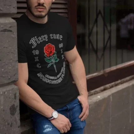 Erkek Bisiklet Yaka Baskılı Oversize TShirt Siyah