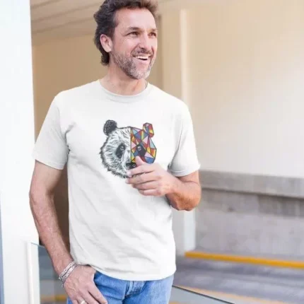 Erkek Bisiklet Yaka Baskılı Oversize TShirt Beyaz
