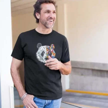 Erkek Bisiklet Yaka Baskılı Oversize TShirt Siyah