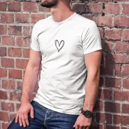 Unisex Bisiklet Yaka Baskılı Oversize TShirt Beyaz