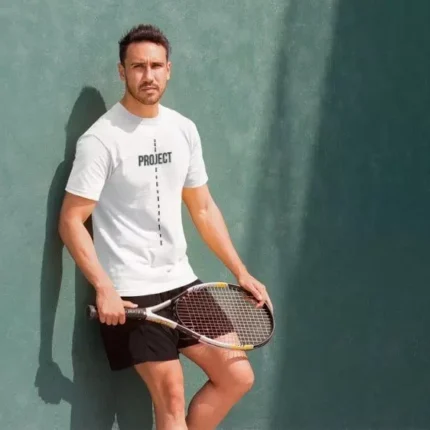Unisex Bisiklet Yaka Baskılı Oversize TShirt Beyaz