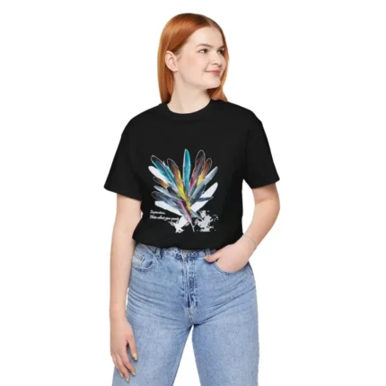 Unisex Bisiklet Yaka Baskılı TShirt Siyah