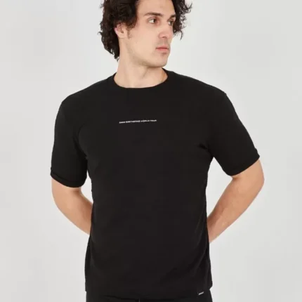 Unisex Jakar Kumaş Slim Fit TShirt Siyah