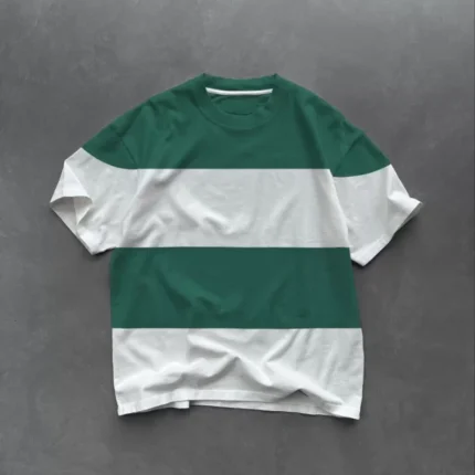 Unisex Bisiklet Yaka Parçalı TShirt Yeşil