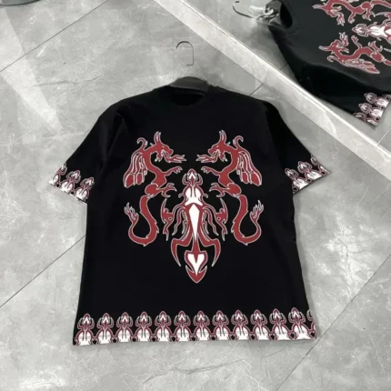 Unisex Bisiklet Yaka Baskılı Oversize TShirt Siyah