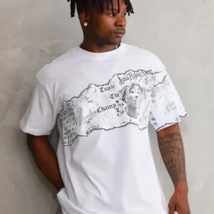 Unisex Bisiklet Yaka Baskılı Oversize TShirt Beyaz