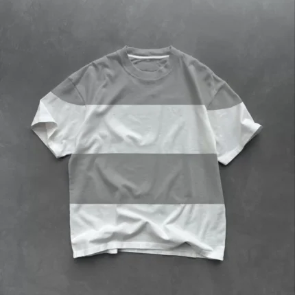 Unisex Bisiklet Yaka Parçalı TShirt Gri