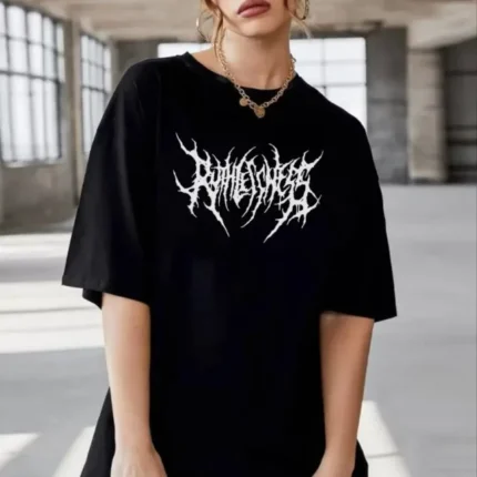 Unisex Bisiklet Yaka Baskılı Oversize TShirt Siyah