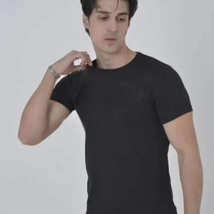 Unisex Göğüs File Aksesuarlı Tshirt Siyah