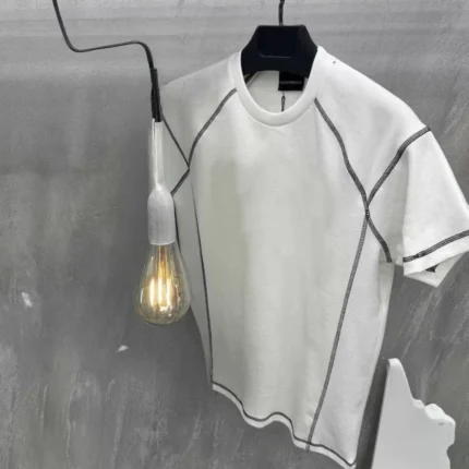 Unisex Karoyaka Dikişli Oversize TShirt Beyaz