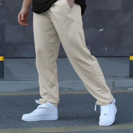 Unisex İki İplik Eşofman Altı Bej