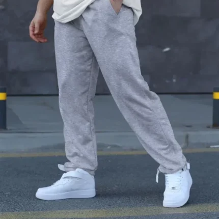 Unisex İki İplik Eşofman Altı Gri