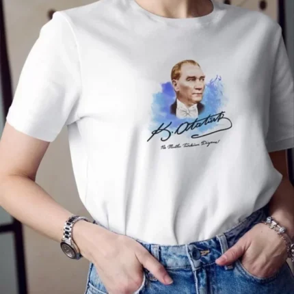 Unisex Bisiklet Yaka Baskılı Oversize TShirt Beyaz