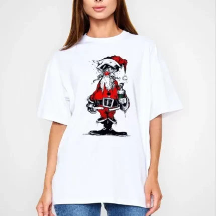 Unisex Bisiklet Yaka Baskılı Oversize TShirt Beyaz