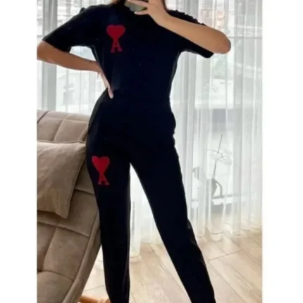 Unisex Paçası Lastikli Eşofman Altlı Takım Siyah