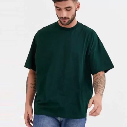 Unisex Basic Bisiklet Yaka Oversize TShirt Haki
