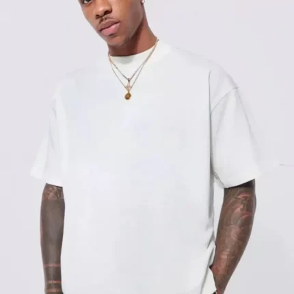 Unisex Basic Bisiklet Yaka Oversize TShirt Beyaz