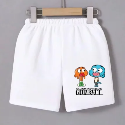Beli Lastikli Baskılı Mini Şort Beyaz
