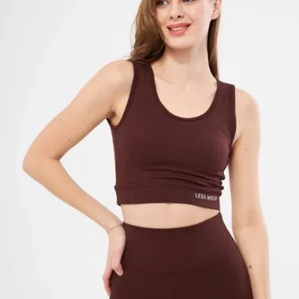 Fitilli Baskılı Crop Bordo