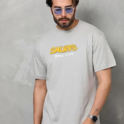 Unisex Basic Bisiklet Yaka Oversize TShirt Gri