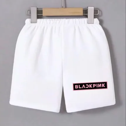 Beli Lastikli Baskılı Mini Şort Beyaz