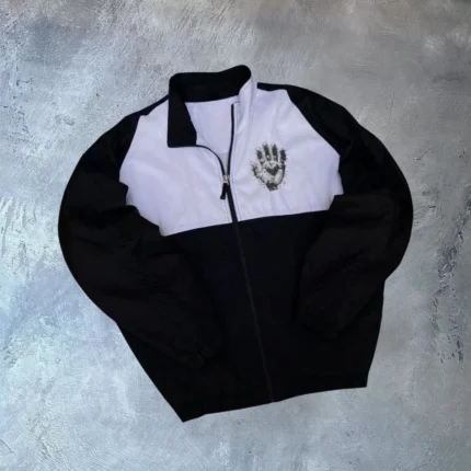 Unisex Uzun Kollu Paraşüt Kumaş Rüzgarlik Siyah