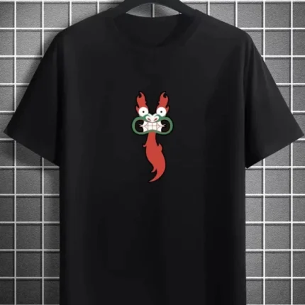 Unisex Bisiklet Yaka Baskılı Oversize TShirt Siyah