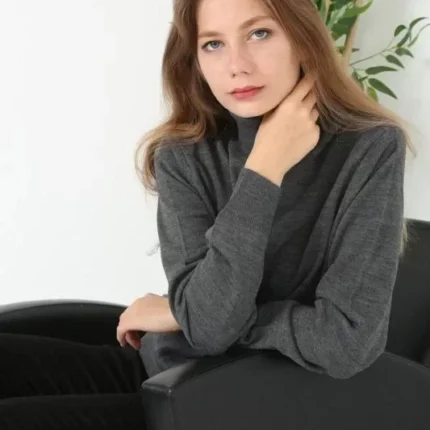 Unisex Tam Boğazlı Balıkçı Yaka Dokuma Triko Füme