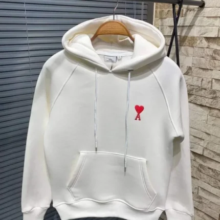 Unisex Kapşonlu Baskılı Sweetshirt Beyaz