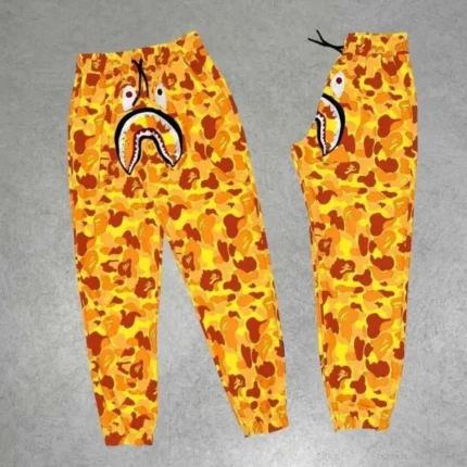 Unisex Pubg Bape X Shark Eşofman Altı Sarı