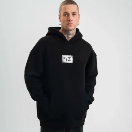 Unisex Kapşonlu Uzun Kol Patchli Nakışlı SweatShirt Siyah