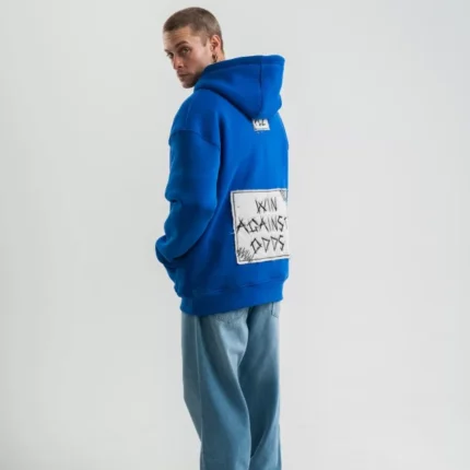Unisex Kapşonlu Uzun Kol Patchli Nakışlı SweatShirt Mavi