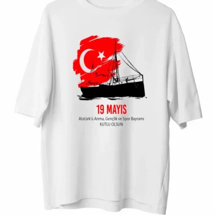 Mayıs / Unisex Baskılı Tshirt Beyaz