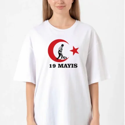Mayıs / Baskılı Tshirt Beyaz