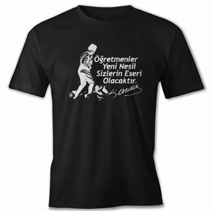Kasım Öğretmenler Baskılı Tshirt Siyah