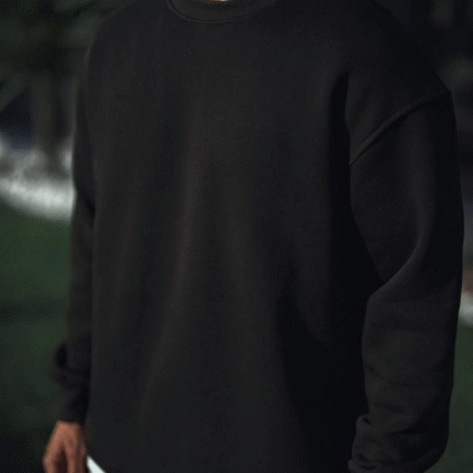 Kışlık Bisiklet Yaka Üç İplik Basic SweatShirt Siyah