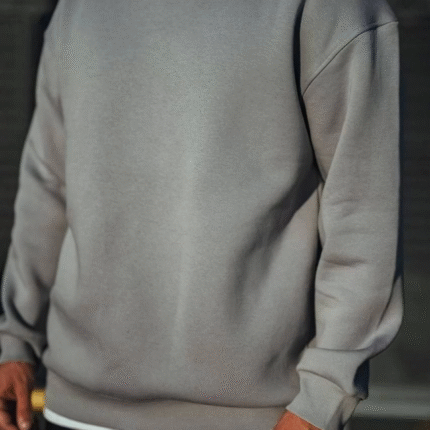 Kışlık Bisiklet Yaka Üç İplik Basic SweatShirt Boyalı Gri