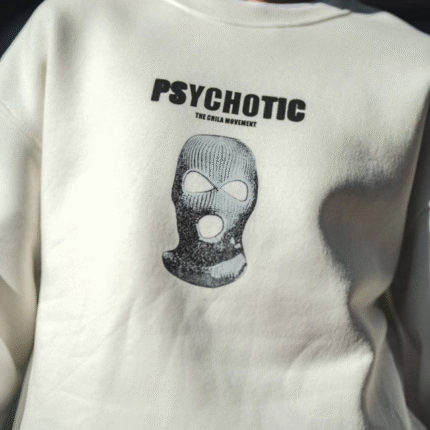 Kışlık Bisiklet Yaka Baskılı SweatShirt Beyaz