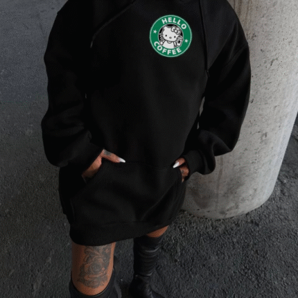 Üç İplik Penye Uzun Kol Kapşonlu SweatShirt Siyah