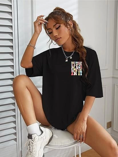 Bisiklet Yaka Baskılı Tshirt Siyah