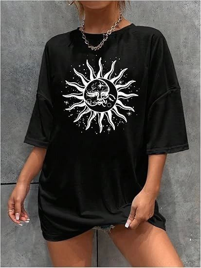 Bisiklet Yaka Baskılı Tshirt Siyah
