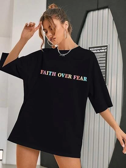 Bisiklet Yaka Baskılı Tshirt Siyah