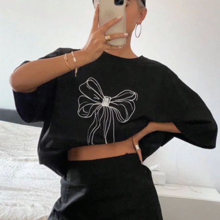Baskılı Oversize Tshirt Siyah