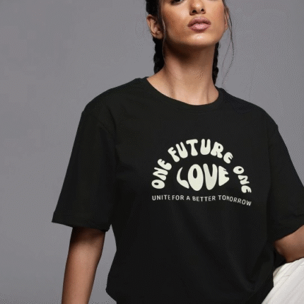 Baskılı Oversize Tshirt Siyah