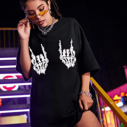 Baskılı Oversize Tshirt Siyah