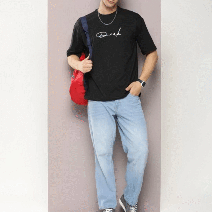 Erkek Baskılı Oversize Tshirt Siyah