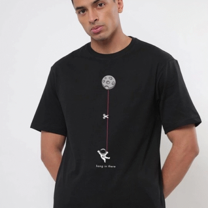 Erkek Baskılı Oversize Tshirt Siyah