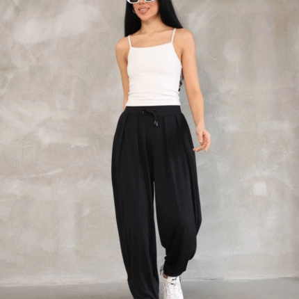 Osy Modal Yumuşak Dokulu Kumaş Şalvar Pantalon Siyah