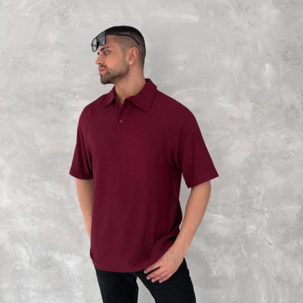 Yakalı Patlı Kısa Kol Tshirt Bordo