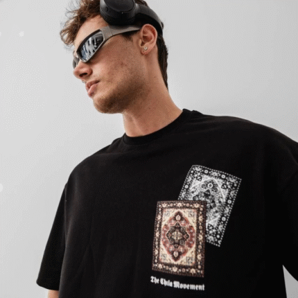 Erkek Baskılı Oversize Tshirt Siyah